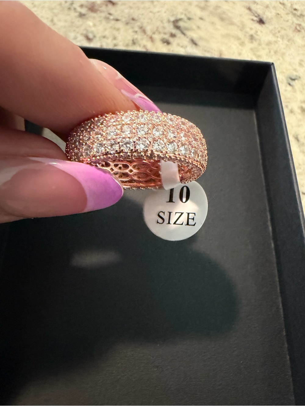 Gold Filled AAA CZ Pavé Ring – Rose Gold Tone – Size 10 – Statement Band
